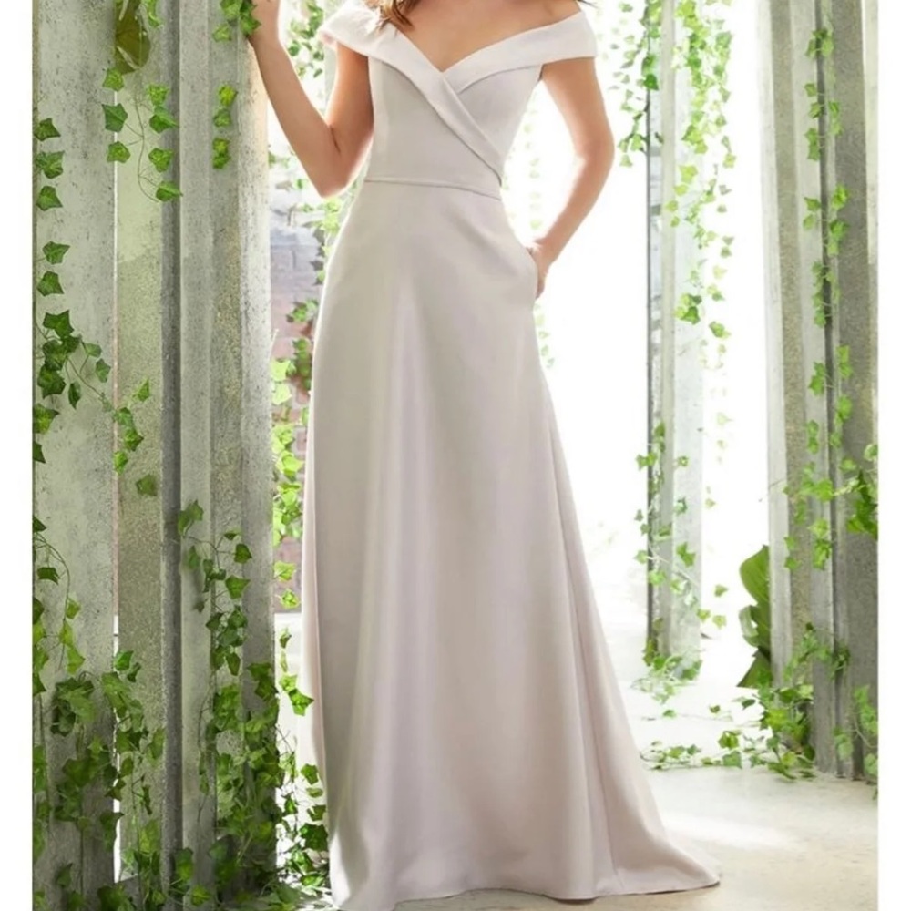 Sapphire blue mori Lee bridesmaid gown